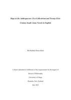 Hope in the Anthropocene: Eco-collectivism and twenty-first century South Asian novels in English