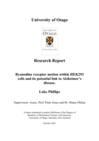 Ryanodine receptor motion within HEK293 cells and it's potential link to Alzheimer's disease.