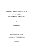 Community Pharmacists' Perception of their Roles in Primary Mental Health Care