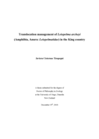Translocation management of Leiopelma archeyi (Amphibia, Anura: Leiopelmatidae) in the King country