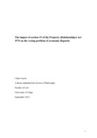 The impact of section 15 of the Property (Relationships) Act 1976 on the vexing problem of economic disparity.