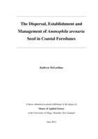 The Dispersal, Establishment and Management of Ammophila arenaria Seed in Coastal Foredunes