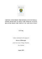 Chinese Consumers’ Perceptions of Functional Foods Designed to Help the Immune System Recover from the Impact of Air Pollution
