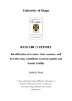 Identification of vesicles, their contents, and how they may contribute to oocyte quality and female fertility