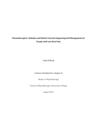 Physiotherapists’ Attitudes and Beliefs Towards Supporting Self-Management for People with Low Back Pain