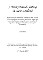Activity-based costing in New Zealand: An assessment of ABC users and non-users in the New Zealand firm environment
