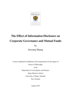 The Effect of Information Disclosure on Corporate Governance and Mutual Funds