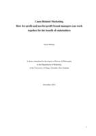 Cause related marketing. How for-profit and not-for-profit brand managers can work together for the benefit of stakeholders