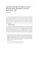 Life Beyond Death: Regulating Posthumous Reproduction in New Zealand