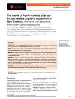 The needs of Pacific families affected by age-related cognitive impairment in New Zealand: interviews with providers from health-care organisations