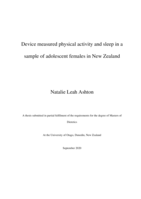 Device measured physical activity and sleep in a sample of adolescent females in New Zealand