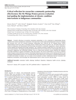 Critical reflection for researcher–community partnership effectiveness: the He Pikinga Waiora process evaluation tool guiding the implementation of chronic condition interventions in Indigenous communities