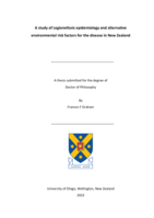 A study of Legionellosis epidemiology and alternative environmental risk factors for the disease in New Zealand