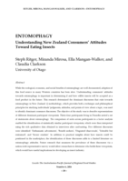 ENTOMOPHAGY Understanding New Zealand Consumers’ Attitudes  Toward Eating Insects
