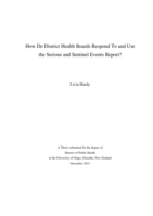 How Do District Health Boards Respond to and Use the Serious and Sentinel Events Report?
