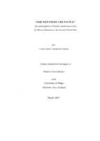 'Odd men from the Pacific' : the participation of Pacific Island men in the 28 (Maori) Battalion in the Second World War