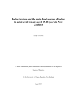 Iodine intakes and the main food sources of iodine  in adolescent females aged 15-18 years in New Zealand