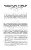 What Could Have Been: The Common Law Doctrine of Native Title in Land Under Salt Water in Australia and Aotearoa/New Zealand