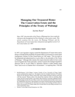Managing Our Treasured Home: The Conservative Estate and the Principles of the Treaty of Waitangi