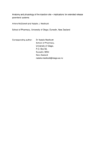 Anatomy and physiology of the injection site – implications for extended release parenteral systems