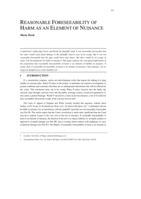 Reasonable Foreseeability of Harm as an Element of Nuisance