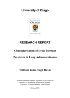Characterisation of Drug Tolerant Persisters in Lung Adenocarcinoma