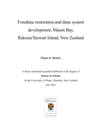 Foredune restoration and dune system development, Mason Bay, Rakiura/Stewart Island, New Zealand