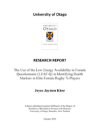 The Use of the Low Energy Availability in Female Questionnaire (LEAF-Q) in Identifying Health Markers in Elite Female Rugby 7s Players