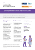 Research Findings Brief: Empowering Pasifika youth to be health advocacy leaders: Developing effective community-centred interventions for preventing type 2 diabetes