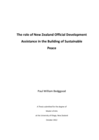 The role of New Zealand Official Development Assistance in the Building of Sustainable Peace