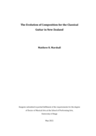 The evolution of composition for the classical guitar in New Zealand