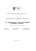 Two applications of the Cauchy problem in general relativity