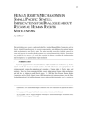 Human Rights Mechanisms in Small Pacific States: Implications for Dialogue on Regional Human Rights Mechanisms