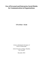 Use of personal and enterprise social media for communication in organisations