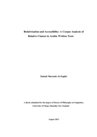 Relativisation and Accessibility: A Corpus Analysis of Relative Clauses in Arabic Written Texts