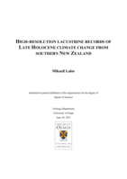 High resolution lacustrine records of Late Holocene climate change from southern New Zealand