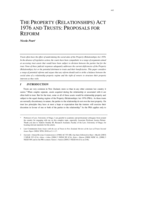 The Property (Relationships) Act 1976 and Trusts: Proposals for Reform