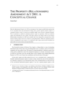 The Property (Relationships) Amendment Act 2001: A Conceptual Change