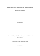 Iodine intakes of vegetarian and non-vegetarian adolescent females