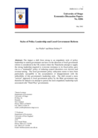 Styles of policy leadership and local government reform