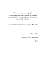 "We need to discuss surgery": A multimodal conversation analytic study of intersubjectivity during surgeons' information provision to patients