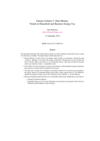 Energy Cultures 2: Data Mining: Trends in Household and Business Energy Use