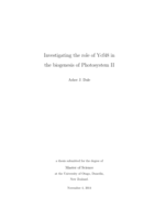 Investigating the role of Ycf48 in the biogenesis of Photosystem II