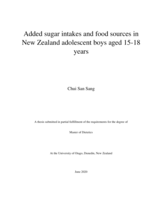 Added sugar intakes and food sources in New Zealand adolescent boys aged 15-18 years