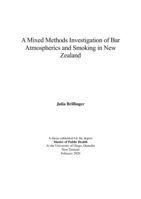 A Mixed Methods Investigation of Bar Atmospherics and Smoking in New Zealand