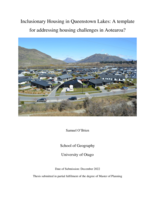 Inclusionary Housing in Queenstown Lakes: A template for addressing housing challenges in Aotearoa?