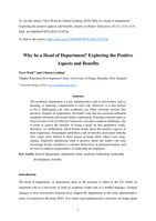 Why be a Head of Department? Exploring the Positive Aspects and Benefits
