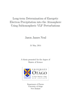 Long-term Determination of Energetic Electron Precipitation into the Atmosphere Using Subionospheric VLF Perturbations