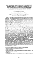 The Remedial Restitutionary Proprietary Remedy an Evaluation of the Extent to Which Preferential Recovery Should Be Available for the Recovery of Money