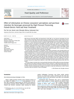 Effect of information on Chinese consumers’ perceptions and purchase intention for beverages processed by High Pressure Processing, Pulsed-Electric Field and Heat Treatment